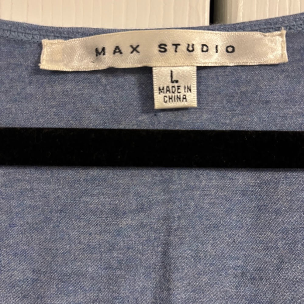Y2K Elegant Blue Drape Neck Top - Picture 5 of 7